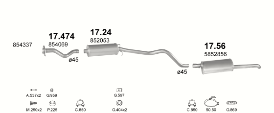 Auspuffanlage für OPEL KADETT E 1.6 (S, AUT.)