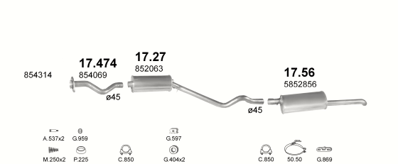 Auspuffanlage für OPEL KADETT E 1.6 (1.6i AUT)