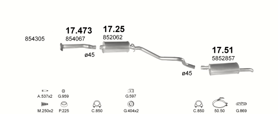 Auspuffanlage für OPEL KADETT E 1.6 (S, MAN.)