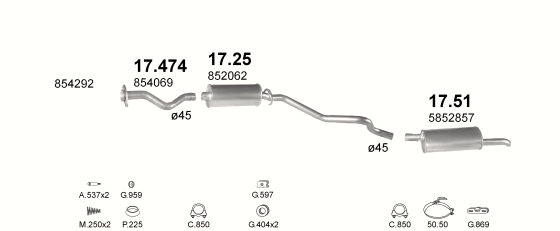 Auspuffanlage für OPEL KADETT E 1.6 (S, AUT.)