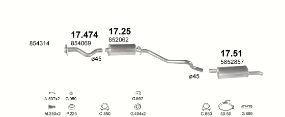 Auspuffanlage für OPEL KADETT E 1.6 (1.6i AUT)