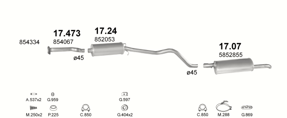 Auspuffanlage für OPEL KADETT E 1.8 (MAN.)