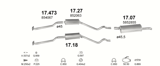 Auspuffanlage für OPEL KADETT E 1.8 (MAN.)