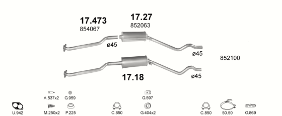 Auspuffanlage für OPEL KADETT E 1.8 (MAN.)