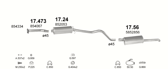 Auspuffanlage für OPEL KADETT E 1.8 (1.8i MAN)