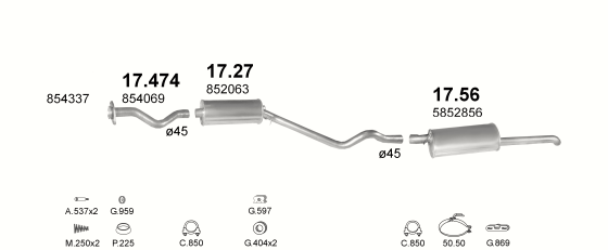 Auspuffanlage für OPEL KADETT E 1.8 (1.8i AUT)
