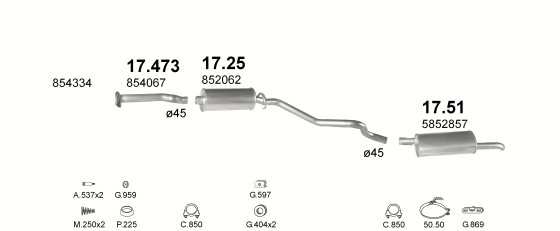 Auspuffanlage für OPEL KADETT E 1.8