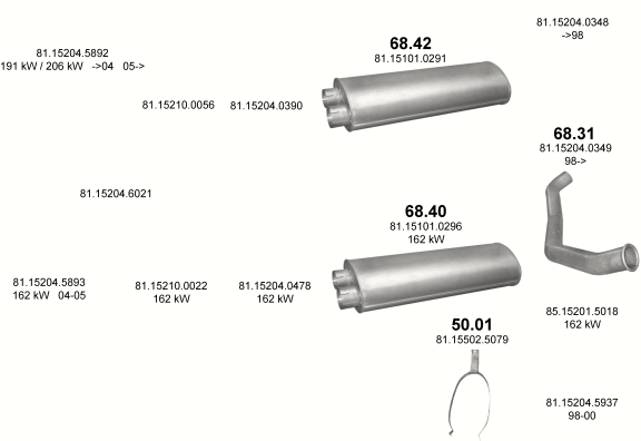 Auspuffanlage für MAN M2000M 6.9 (D0826 LF    M33/M40/M43)
