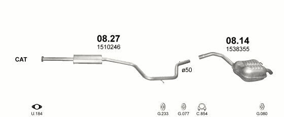 Auspuffanlage für FORD MONDEO 1.6 (1.6i 16V)