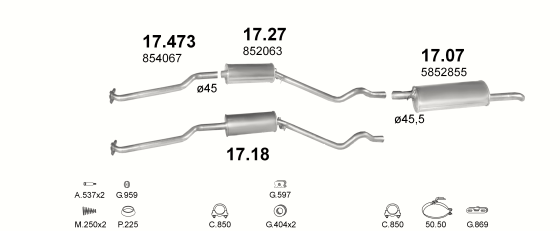 Auspuffanlage für OPEL KADETT E 2.0 (2.0i MAN)