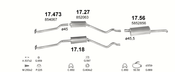 Auspuffanlage für OPEL KADETT E 2.0 (2.0i MAN)
