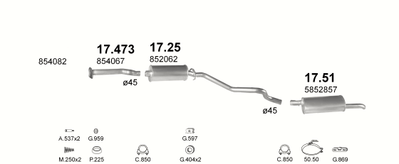 Auspuffanlage für OPEL KADETT E 2.0 (2.0i MAN)