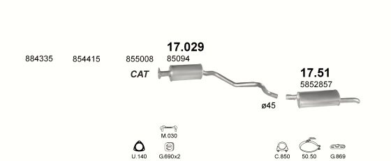 Auspuffanlage für OPEL KADETT E 2.0 (2.0i MAN)