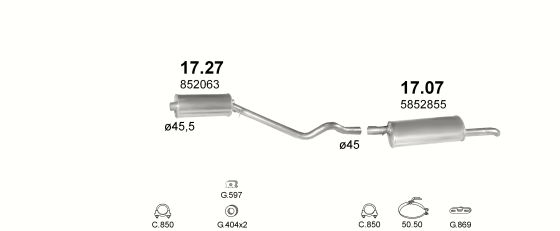 Auspuffanlage für OPEL KADETT E 1.5 D (1.5 TD)