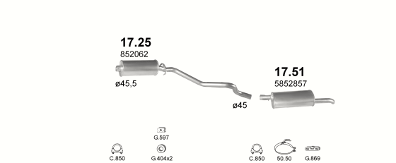 Auspuffanlage für OPEL KADETT E 1.5 D (1.5 TD)