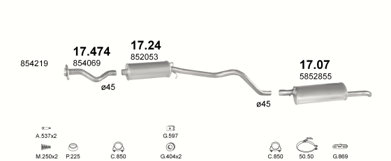 Auspuffanlage für OPEL KADETT E 1.6 D (AUT.)