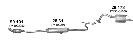 Auspuffanlage für TOYOTA YARIS 1.3 (1.3i 16V)