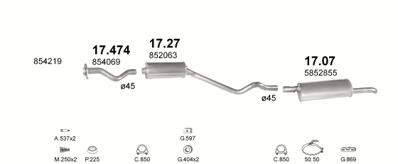 Auspuffanlage für OPEL KADETT E 1.6 D (AUT.)