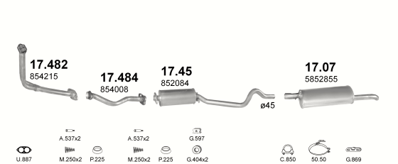 Auspuffanlage für OPEL KADETT E 1.6 D (MAN.)