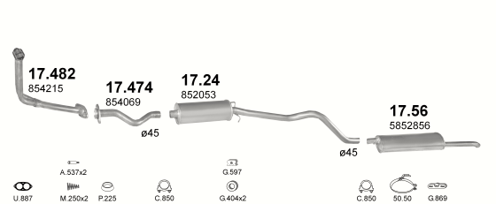 Auspuffanlage für OPEL KADETT E 1.6 D (MAN.)