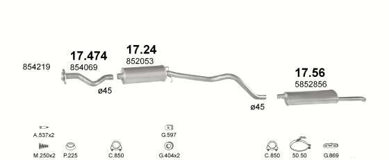 Auspuffanlage für OPEL KADETT E 1.6 D (AUT.)
