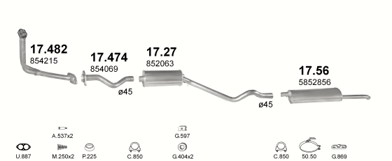 Auspuffanlage für OPEL KADETT E 1.6 D (MAN.)