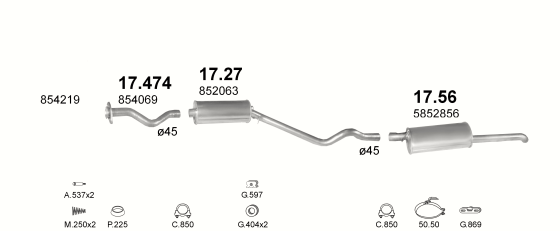Auspuffanlage für OPEL KADETT E 1.6 D (AUT.)