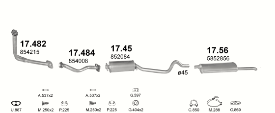 Auspuffanlage für OPEL KADETT E 1.6 D (MAN.)
