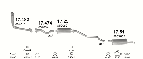 Auspuffanlage für OPEL KADETT E 1.6 D (MAN.)