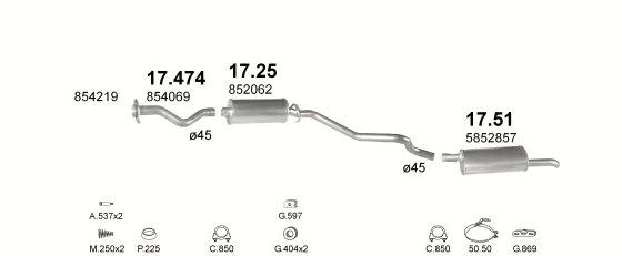 Auspuffanlage für OPEL KADETT E 1.6 D (AUT.)
