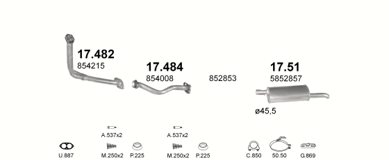 Auspuffanlage für OPEL KADETT E 1.6 D (MAN.)