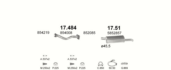 Auspuffanlage für OPEL KADETT E 1.6 D (AUT.)