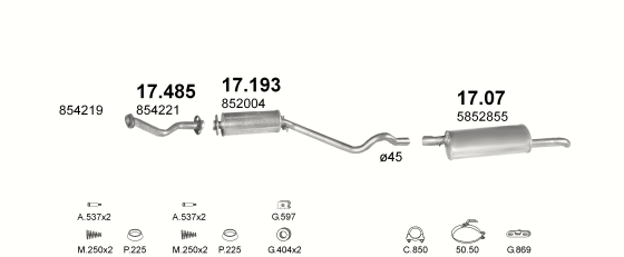 Auspuffanlage für OPEL KADETT E 1.7 D (AUT.)