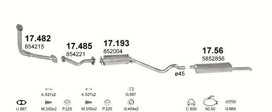 Auspuffanlage für OPEL KADETT E 1.7 D (MAN.)