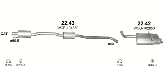 Auspuffanlage für ROVER 75 2.0 (2.0i V6)