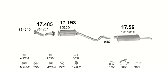 Auspuffanlage für OPEL KADETT E 1.7 D (AUT.)