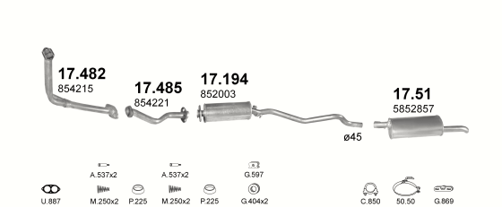 Auspuffanlage für OPEL KADETT E 1.7 D (MAN.)