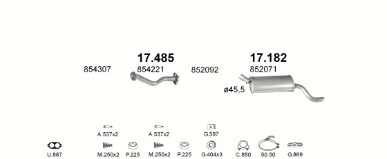 Auspuffanlage für OPEL KADETT E COMBO 1.7 D (1.7D AUT COMBO)
