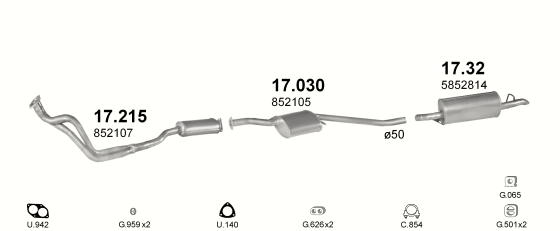 Auspuffanlage für OPEL OMEGA A 1.8 (1.8i)