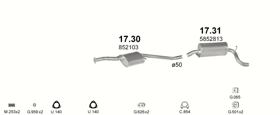 Auspuffanlage für OPEL OMEGA A 1.8