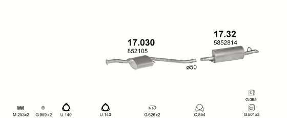 Auspuffanlage für OPEL OMEGA A 1.8