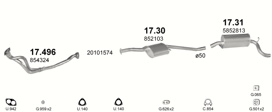 Auspuffanlage für OPEL OMEGA A 2.0 (2.0i)