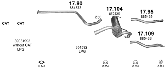 Auspuffanlage für OPEL ASTRA J 1.4 (1.4i Turbo)