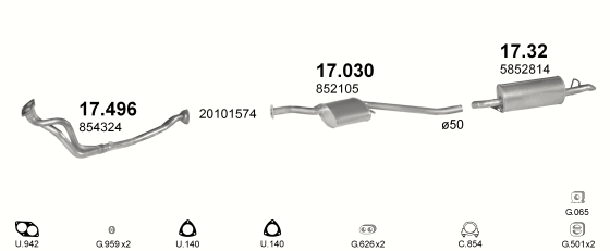 Auspuffanlage für OPEL OMEGA A 2.0 (2.0i)