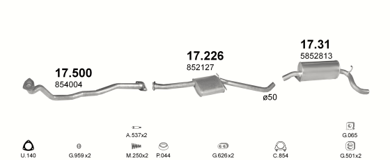 Auspuffanlage für OPEL OMEGA A 2.3 D