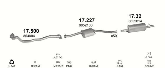 Auspuffanlage für OPEL OMEGA A 2.3 D