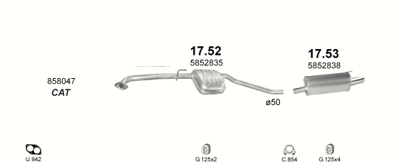 Auspuffanlage für OPEL OMEGA B 2.0 (2.0i 8V)