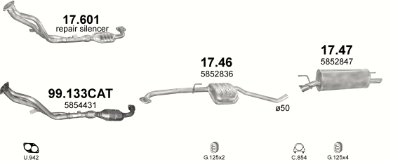 Auspuffanlage für OPEL OMEGA B 2.0 (2.0i 16V)