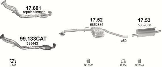 Auspuffanlage für OPEL OMEGA B 2.0 (2.0i 16V)