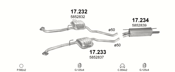 Auspuffanlage für OPEL OMEGA B 2.5 (2.5i V6)